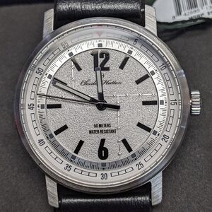 Charlies Silver Dial Watch with Black Leather Strap